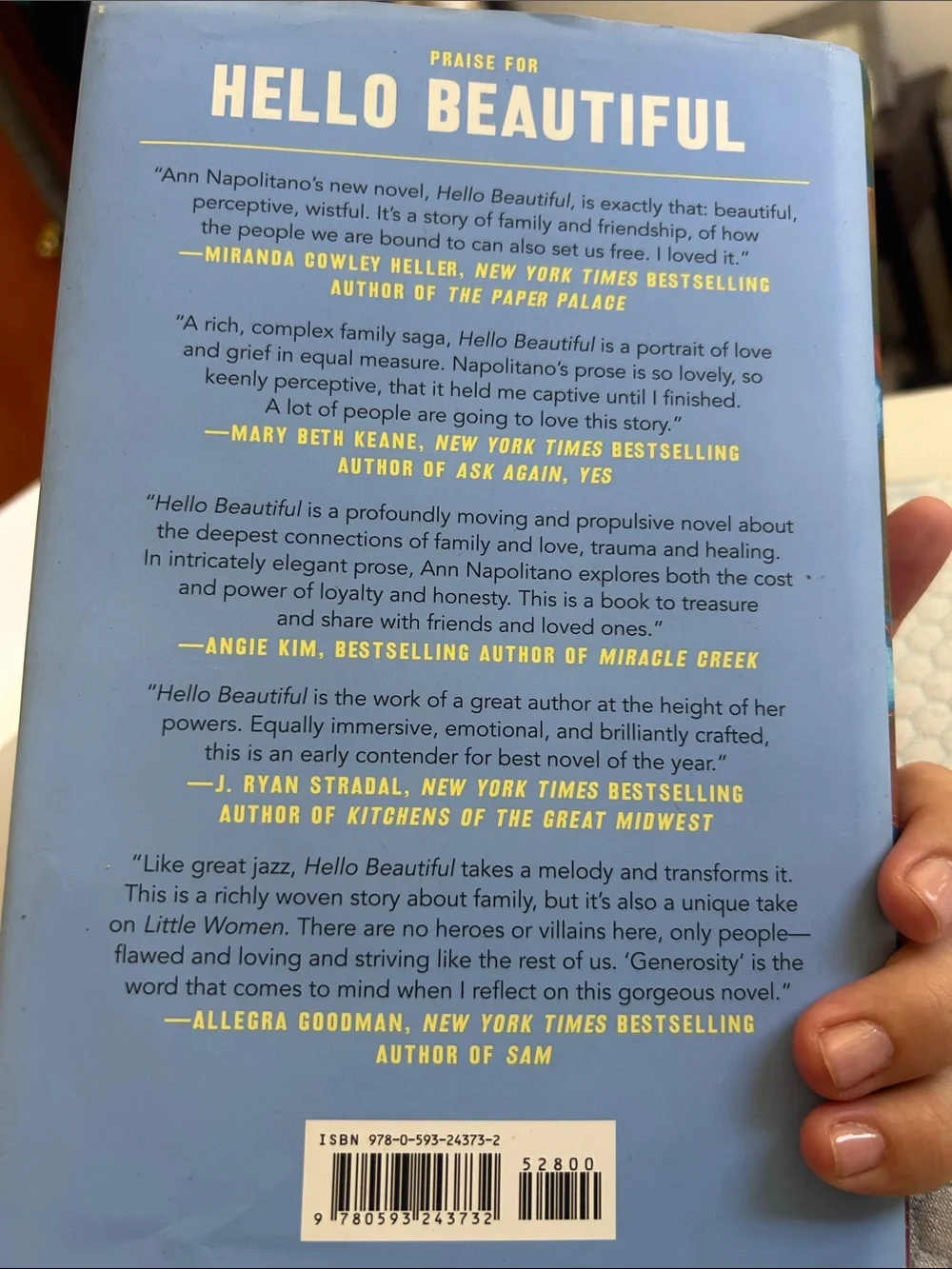 Hello Beautiful by Ann Napolitano - Colorful Hardcover